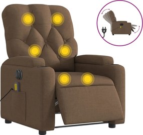 vidaXL Πολυθρόνα Μασάζ Ηλεκτρική Ανακλινόμενη Καφέ Υφασμάτινη