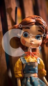 Intra Συλλεκτικό Ξύλινο Παζλ Plywood 4mm - Γοητευτική κούκλα με μπλε μάτια και κόκκινα μαλλιά Σε Ξύλινο Κουτί - Διαστάσεις: 10x10 cm – 25 κομμάτια