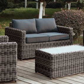 Καναπές 2θέσιος ARIZONA Αλουμίνιο/Wicker Καφέ (Γκρι) 138x77x73cm