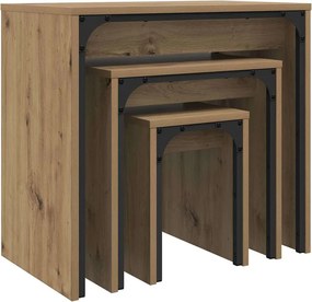 vidaXL Τραπεζάκι σαλονιού 3 pcs Artisan Oak Επεξεργασμένο ξύλο