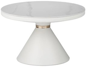 Βοηθητικό τραπέζι Coozlin Inart sintered stone σε απόχρωση λευκό μαρμάρου με μαύρο-χρυσό μέταλλο Φ70x40εκ 70x70x40 εκ.