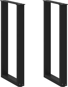 vidaXL Πόδια Κονσόλας σε Σχήμα U 2 τεμ. Μαύρο 28x(72-73) εκ. Ατσάλι