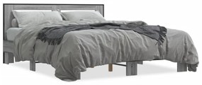 vidaXL Πλαίσιο Κρεβατιού Γκρι Sonoma 150x200 εκ. Επεξ. Ξύλο &amp; Μέταλλο