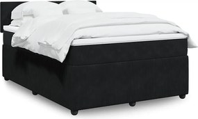vidaXL Κρεβάτι Boxspring με Στρώμα Μαύρο 140x200 εκ. Βελούδινο