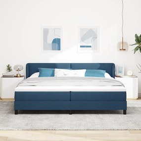 vidaXL Κρεβάτι Box Spring  με στρώμα μπλε 200x200 εκ ύφασμα