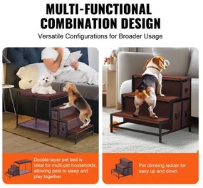 VEVOR Pet Bunk Bed Dog/Cat Window Perch with Stairs Storage Medium Size