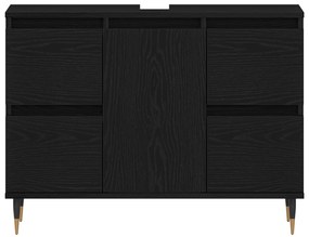 vidaXL Νιπτήρας μπάνιου Μαύρη Δρυς 80x33x60 εκ Επεξεργασμένο ξύλο