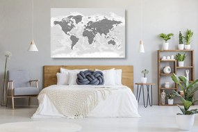 Εικόνα στον παγκόσμιο χάρτη φελλού με ασπρόμαυρη απόχρωση - 120x80  flags