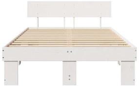 vidaXL Σκελετός Κρεβατιού Λευκό 135 x 190 cm Μασίφ ξύλο πεύκου