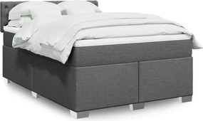vidaXL Κρεβάτι Boxspring με Στρώμα Σκούρο Γκρι 140x200 εκ Υφασμάτινο