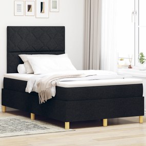 vidaXL Κρεβάτι Box Spring της  με στρώμα & LED Μαύρο 120x200 εκ. Ύφασμα