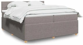 vidaXL Κρεβάτι Boxspring με Στρώμα Taupe 200x200 εκ. Υφασμάτινο