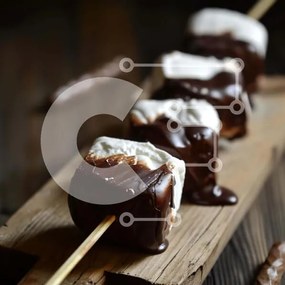 Intra Συλλεκτικό Ξύλινο Παζλ Plywood  4mm - Marshmallows με σοκολάτα σε ξύλινη σανίδα κοπής Σε Ξύλινο Κουτί - Διαστάσεις: 10x10 cm – 25 κομμάτια