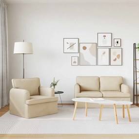 vidaXL Καναπές 120cm 2 pcs Κρεμ Μέταλλο