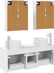 vidaXL Σετ Επίπλων Μπάνιου 5 pcs Λευκό Επεξεργασμένο Ξύλο και Γυαλί