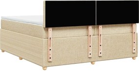 vidaXL Κρεβάτι Boxspring με Στρώμα Κρεμ 200x200 εκ. Υφασμάτινο
