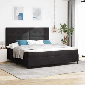 vidaXL κρεβάτι Box Spring με στρώμα & LED μαύρο 200x200 cm βελούδινο
