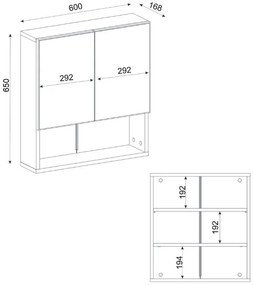 Καθρέπτης μπάνιου Trama Μegapap χρώμα λευκό 60x16,8x65εκ.