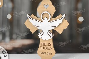 Intra απο ξύλο plywood 3mm-4mm πάχος 3D Christian Cross Cut Δίασταση 30x20 cm INTRAFABR-118836268