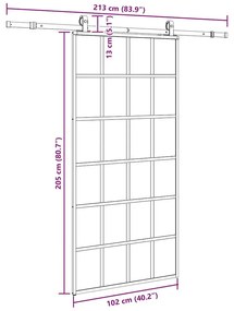 Συρόμενη πόρτα με σετ υλικού Μαύρο 102x205 cm ESG Γυαλί - Μαύρο