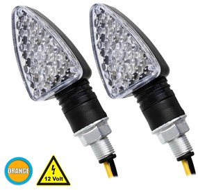 GloboStar® 81751 ΣΕΤ 2 x Φλάς Μοτοσυκλέτας Universal Triangle LED Diode 5W DC 12V Πορτοκαλί Αδιάβροχα IP65