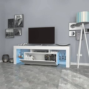 Έπιπλο τηλεόρασης Stilo Megapap με φωτισμό LED χρώμα λευκό 150x37x52εκ.