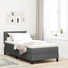 vidaXL Κρεβάτι Box Spring με Στρώμα Σκούρο Γκρι 90x200 εκ. Ύφασμα