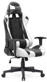 Megapap Καρέκλα Γραφείου Gaming Alonso Από Τεχνόδερμα Λευκό - Μαύρο