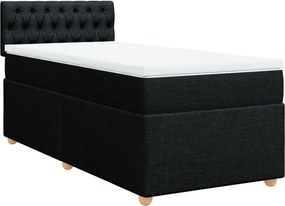 vidaXL Κρεβάτι Boxspring με Στρώμα Μαύρο 90x190 εκ.Υφασμάτινο