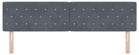 vidaXL LED κεφαλάρι με κρύσταλλο, φτιαγμένο με κουμπιά, σκούρο γκρι, 90 εκ, βελούδο