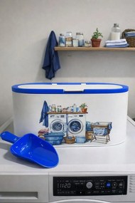 Stewehome Μεταλλικό κουτί αποθήκευσης απορρυπαντικού με καπάκι Λευκό