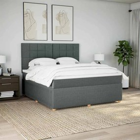 vidaXL Κρεβάτι Boxspring με Στρώμα Σκούρο Γκρι 180x200 εκ Υφασμάτιν