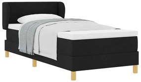 vidaXL Κρεβάτι με Ελατήρια και Στρώμα Κρεμ 90x200 εκ Υφασμα Μαύρο