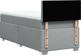 vidaXL Κρεβάτι Boxspring με Στρώμα Ανοιχτό Γκρι 90x190 εκ. Υφασμάτινο