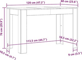 vidaXL Τραπέζι Τραπεζαρίας Καπνιστή Δρυς 120x60x76 εκ. Επεξ. Ξύλο
