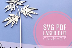 Σετ των 2 Intra απο ξύλο plywood 3mm-4mm πάχος κοπής με λέιζερ Cannabis Δίασταση 28x28 cm INTRAFABR-33675795