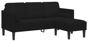 vidaXL Καναπές 3 Θέσεων με Chaise L-shaped Μαύρος 160 εκ Βελούδο