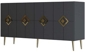 Μπουφές Robber 475OLV3105 150x35x75cm Anthracite-Gold Μοριοσανίδα, Μελαμίνη