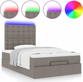 vidaXL Οθωμανικό κρεβάτι με στρώμα &amp; LEDs Taupe 120x200cm ύφασμα