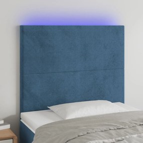 Κεφαλάρι Κρεβατιού LED Σκούρο Μπλε 100x5x118/128 εκ. Βελούδινο 3122190