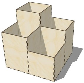 Intra απο ξύλο plywood 3mm-4mm πάχος - 4 Ενότητα Desktop Organizer Πινέλο μολυβιού Δίασταση 30x30 cm Intraeaxys-e1gk238o