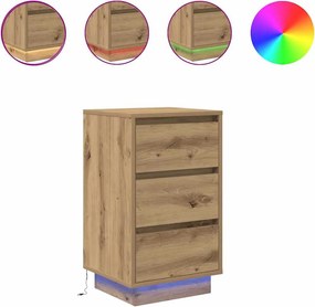 vidaXL Κομοδίνο με φώτα LED Artisan Oak 38x34x65 cm