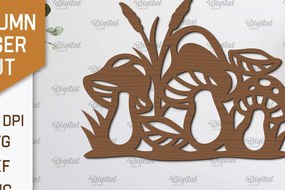 Σετ των 2 Intra απο ξύλο plywood 3mm-4mm πάχος Φθινοπωρινή διακόσμηση τοίχου με λέιζερ. Φθινοπωρινό Δίασταση 30x20 cm INTRAFABR-101607152