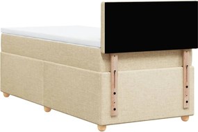 vidaXL Κρεβάτι Boxspring με Στρώμα Κρεμ 90x200 εκ.Υφασμάτινο