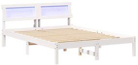 vidaXL Σκελετός Κρεβατιού Λευκό 140 x 190 cm Μασίφ ξύλο πεύκου
