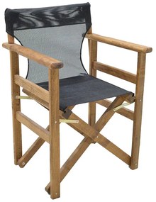 Καρέκλα-πολυθρόνα σκηνοθέτη Retto pakoworld μασίφ ξύλο οξιάς καρυδί-πανί μαύρο