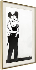 Αφίσα - Banksy: Kissing Coppers II - 20x30 - Χρυσό - Με πασπαρτού