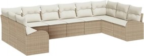 vidaXL Σετ Καναπέ Κήπου 10 pcs Μπεζ και Λευκό συνθετικό ρατάν