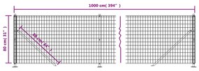 vidaXL Συρματόπλεγμα Περίφραξης Ανθρακί 0,8x10 μ. με Βάσεις Φλάντζα