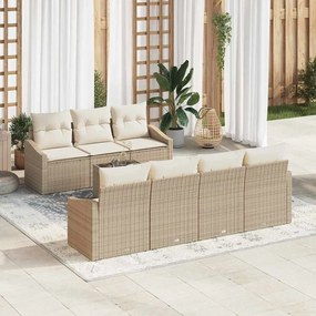 vidaXL Σετ Καναπέ Κήπου με μαξιλάρι 8 pcs Μπεζ, Κρέμα 55 x 55 x 37 εκ